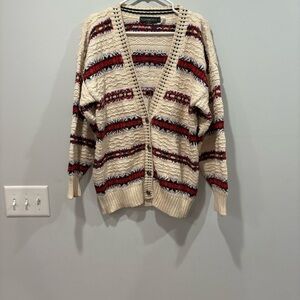 Cozy Striped Cardigan - Cream, Red, Purple bushwacker